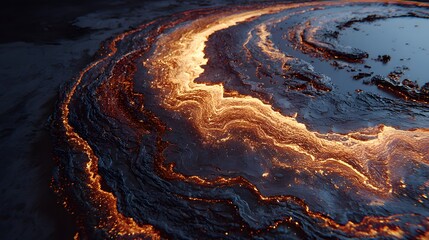 Mesmerizing Flow of Liquid Light on Dark Geological Surface