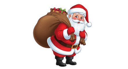 Jolly Santa Claus figure carrying a large sack filled with gifts, ready for Christmas.