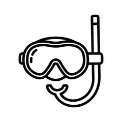 Snorkel mask and snorkel line art icon for diving and swimming activities