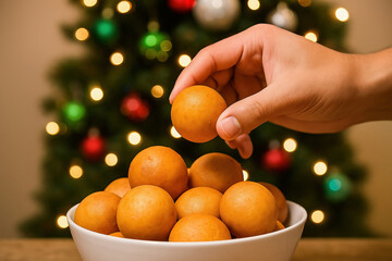 Preparing fritters for Christmas