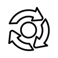 Circular arrows icon representing refresh, recycle, or continuous process, isolated on
