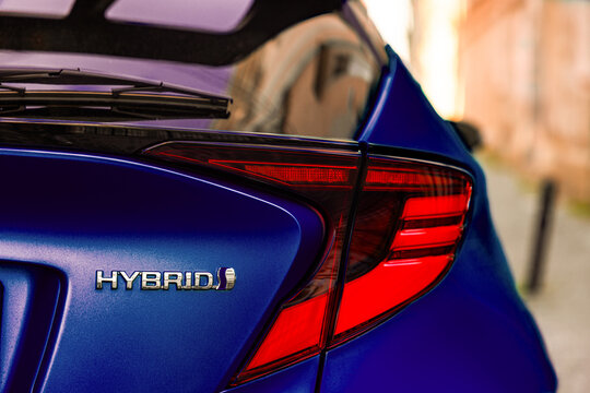 Closeup of blueToyota C-HR Hybrid