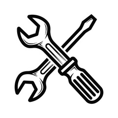 Crossed wrench and screwdriver icon, symbolizing repair, service, and settings isolated on
