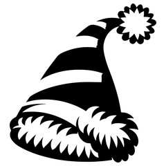 black and white christmas hat silhouette 