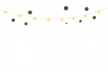 String Lights Decoration with Light Bulbs and Polka Dots Hanging on Transparent Background for Celebration Invitation and Festive Atmosphere Two Hundred Characters