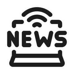 Online News Icon. Modern professional minimal line graphic illustrating digital journalism, real-time updates, media reporting and news coverage