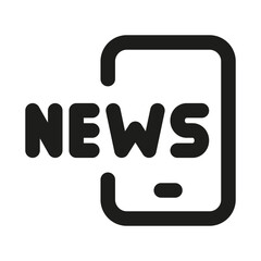 Mobile News Notification Icon. Modern professional minimal line graphic illustrating alerts, updates, breaking news and media communication