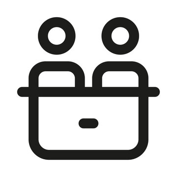 Host Person Presenter Icon. Modern professional minimal line graphic illustrating speaker, event hosting, presentation, media and public communication