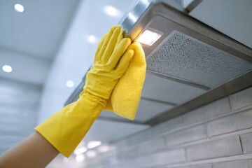 Washing Kitchen Hood Aluminium Filters Hand in Glove