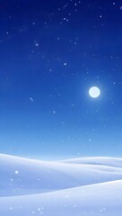 Naklejka premium Serene winter landscape under a starry night sky