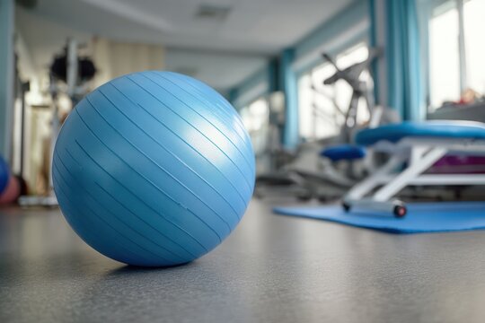 Physiotherapy Ball Close-up in Rehabilitation Clinic