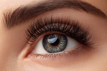 Obraz premium Cosmetology Focus on Woman's Extended Eyelashes