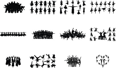 Silhouettes of dancers, athletes, and individuals in wheelchairs