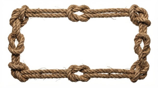 Rope Frame with Knots - A frame made of knotted rope symbolizes strength, connection, nautical theme, border, and rustic texture. Perfect for adding a unique touch to projects