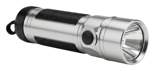 Flashlight review key features for daylight performance isolated on transparent background