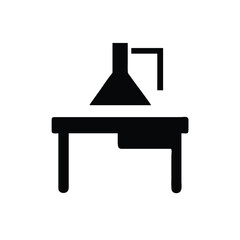 Silhouette Icon of Chemistry Workstation Table Illustration
