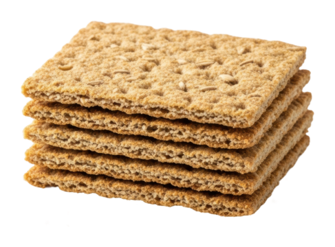 Crunchy graham crackers stacked kitchen counter food isolated on transparent background