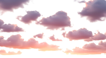 Pink and purple clouds isolated on transparent background