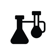 Silhouette Icon of Connected Flasks with Tube Illustration