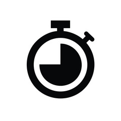 Silhouette Icon of Laboratory Stopwatch Timer Illustration