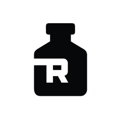 Silhouette Icon of Labeled Reagent Bottle Illustration