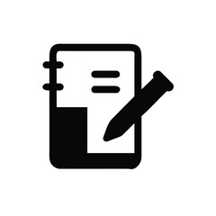 Silhouette Icon of Laboratory Notebook and Pen Illustration