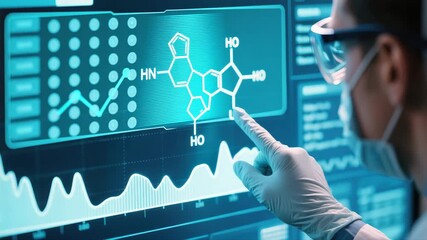 High-Resolution Digital Screen Displaying Chemical Diagram in an Organized Research Laboratory Setup - Powered by Adobe