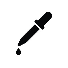 Silhouette Icon of Pipette with Droplet Illustration