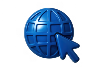 Internet browser icon connecting to the global world wide web network with a mouse pointer cursor