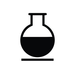 Silhouette Icon of Round Bottom Flask Illustration