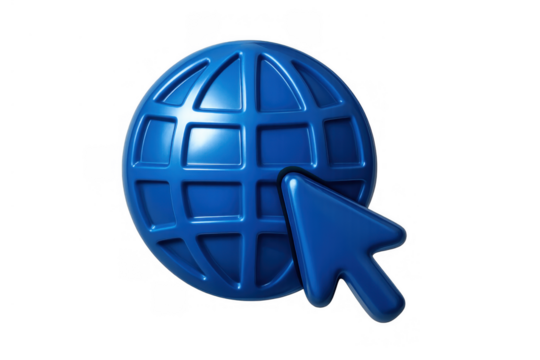 Internet browser icon connecting to the global world wide web network with a mouse pointer cursor