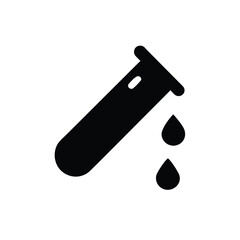 Silhouette Icon of Tilted Test Tube with Droplets Illustration