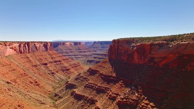 Aerial View of Majestic Red Rock Canyon as Drone Flies Away
