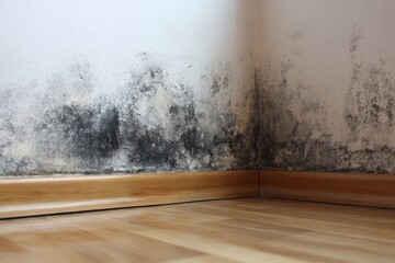 Urgent Health Hazard: Black Mold on Wall and Wood Floor