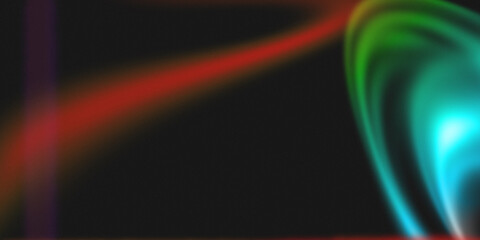 Abstract film burn overlay with soft color streaks, gradient flares and grainy noise texture. Vibrant light leaks on dark background for modern retro effects.