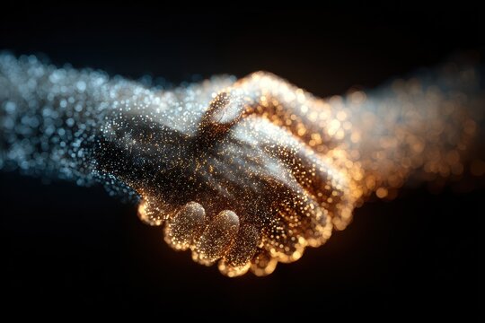 Digital Handshake Symbolizing Partnership and Agreement