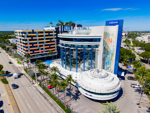 Oakland Park, FL, USA - November 11, 2025: Aerial photo Citibank building landmark