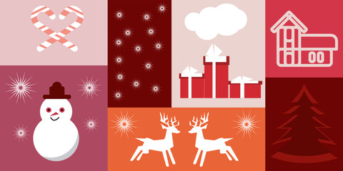 Flat Christmas Icons Collection with Festive Elements