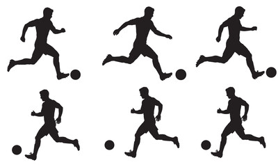 Dynamic soccer player action sequence silhouette illustration