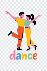 Couple Dance Illustration, Modern Dance Art, Vibrant Colors, Fun Dance, Love, Dance Expression.