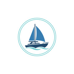 Oceanic Sailboat Logo, Nautical Marine Icon, Ship Logo, Yacht Logo