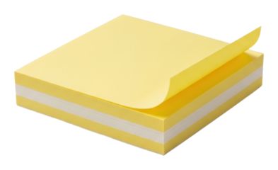 Creative yellow sticky notes action office product isolated on transparent background