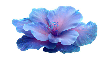 Vibrant blue and purple hibiscus flower with detailed petals on a transparent background