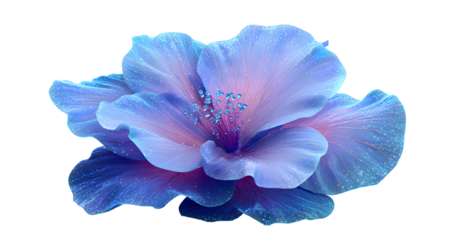 Vibrant blue and purple hibiscus flower with detailed petals on a transparent background - Powered by Adobe