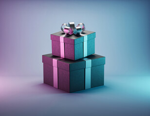 Obraz premium Elegant stacked gift boxes with soft gradient lighting
