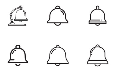 Collection of minimalist bell icons perfect for notification alert or reminder