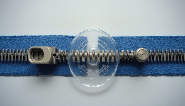 A macro photograph showcasing a creative zipper design combining functionality and artistry