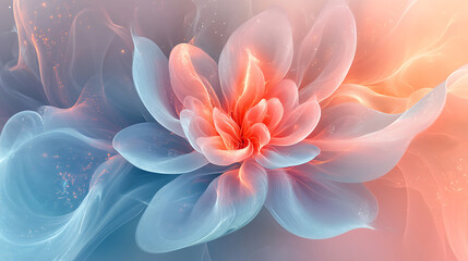 Fototapeta premium Iridescent Fractal Bloom Displayed In A Calm Pastel Palette Creating A Soft Futuristic Abstract Design