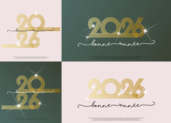 Obraz premium Bonne année - meilleurs vœux 2026 - vecteur pour affiche bannière salutation et célébration du nouvel an 2026.