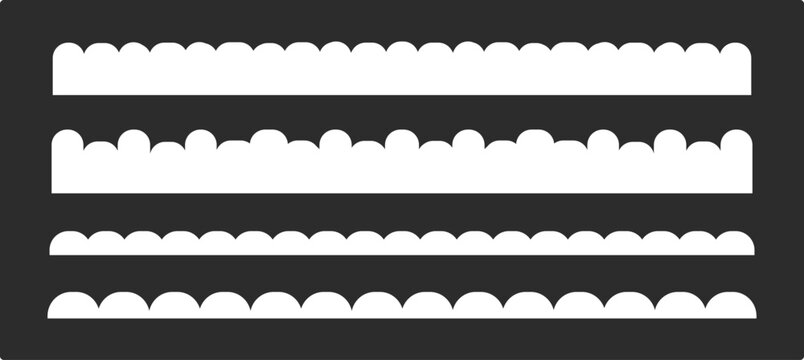 Scalloped edge seamless shapes vector set. Simple scalloped border. Simple scalloped border. Repeat vintage frill ornament. 